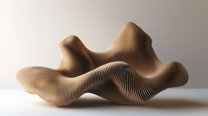Fototapete - An abstract shape is rendered in 3D, showcasing an unconventional and artistic form with fluid contours and dynamic surfaces.
