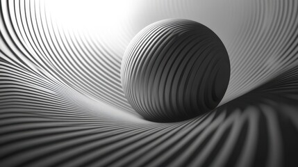Fototapete - An abstract sphere with rounded lines is rendered in 3D, highlighting its smooth, flowing contours and dynamic form.