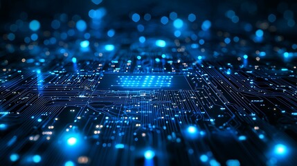Poster - Glowing Circuit Board Technology Abstract Background Digital Future Innovation