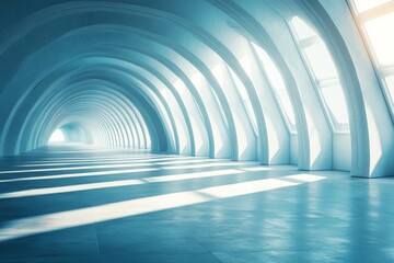 Poster - Contemporary architectural design featuring expansive curved lines and natural light in a bright, modern space