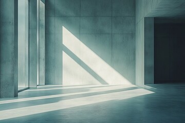 Aufkleber - Light beams cast shadows in modern architectural space during daylight hours
