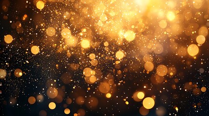 Poster - Golden Bokeh Lights Dark Background Sparkle Glitter Texture