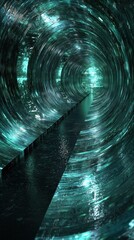 Poster - Abstract Teal Tunnel: A Journey Through a Digital Vortex