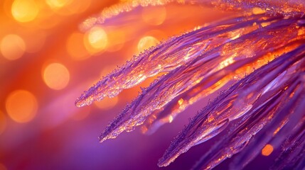 Wall Mural - close-up of purple and orange illuminated icy crystal.