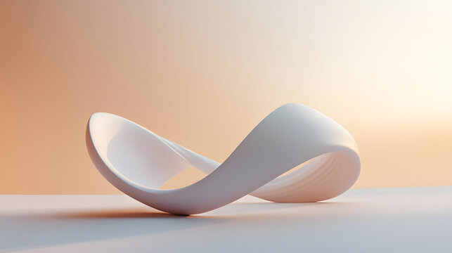 Abstract White Sculpture in Minimalist Setting Modern Architectural Design Element