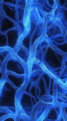 Poster - Abstract Blue Network: Intricate Web of Glowing Lines