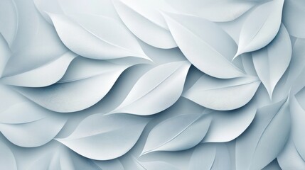 Poster - soft white leaves overlapping in a serene background, creating a calming and elegant atmosphere
