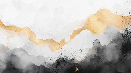 Aufkleber - An abstract watercolor background combining white, golden, and black hues with ink black street graffiti elements.