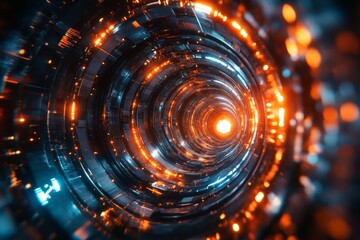 Poster - Exploring the vibrant energy of a digital vortex with glowing lights and technology