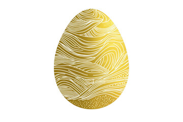Leinwandbilder - Vector Easter egg in golden color with a linear, abstract, wavy texture, isolated on a white background