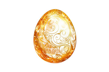 Leinwandbilder - Vector Easter egg in golden color with a linear, abstract, wavy texture, isolated on a white background