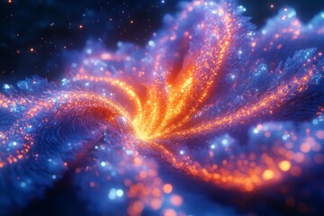 Poster - Colorful swirling cosmic pattern with vibrant lights and deep space background