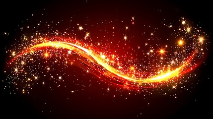 Aufkleber - Red Gold Sparkling Light Wave Abstract Background Texture