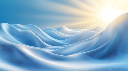 Poster - Serene Winter Snow Hills Landscape Sunlit Background