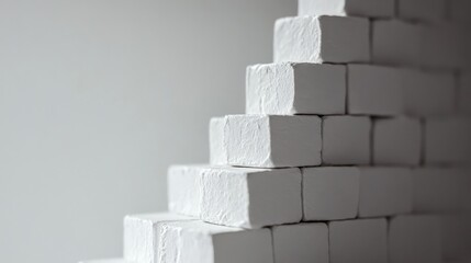 Poster - stacked white sugar cubes arranged in a pyramid formation against a minimalist background