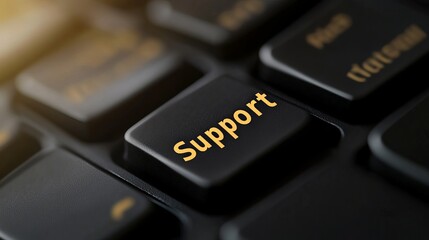 Poster - Black Keyboard Support Button Close Up Technology Digital Help Assistance Online Service Customer Care Tech Support Problem Solving Website Internet  