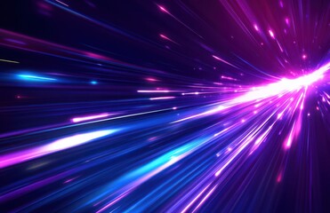 Poster - abstract background of colorful light trails and glowing particles creating a dynamic sense of speed