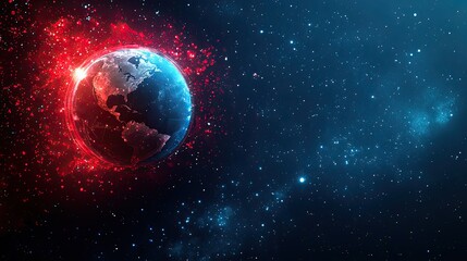 Poster - Global network background illustrating abstract crypto cyber security technology. Digital theme. 3D illustration