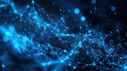 Poster - Wave 3D presents an abstract 3D visualization of big data, emphasizing the complexity of visual information via network plexus effects, depicting the connection structure as an abstract neural