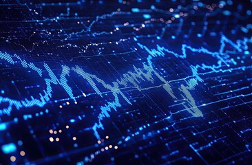Poster - The  market investment trading graph displays growth. Investment finance chart illustrating  market business and exchange financial growth