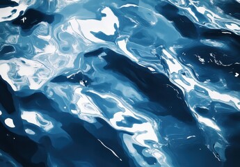 Poster - Abstract swirling patterns of blue and white oceanic water showcasing fluid movement and texture under natural light for artistic and design use