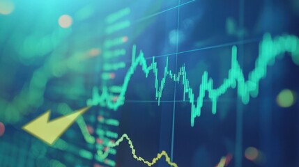 Poster - Stock market graph, declining trend, blurred background, financial data display