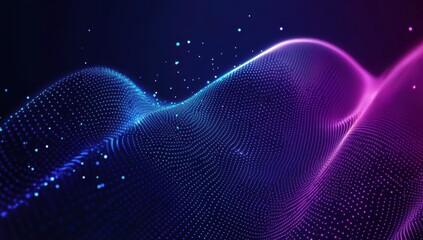 Fototapete - Abstract Waveform with Dots in Blue and Purple Colors, Digital Background for Technology and Creative Concepts, Modern Graphic Design Elements