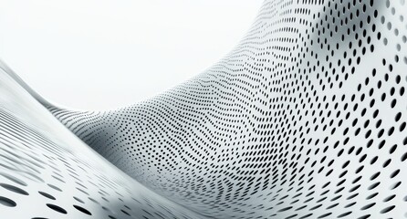 Poster - Abstract white background with dots wave pattern creating a modern artistic design for backgrounds or web textures in contemporary aesthetics
