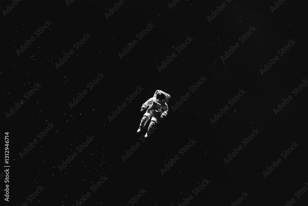 An astronaut performs a spacewalk, drifting in the expansive blackness of space, with twinkling stars creating a mesmerizing backdrop