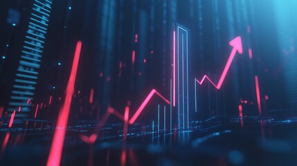 Poster - Abstract financial graph rising trend, futuristic data background