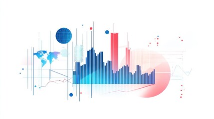 Poster - Abstract data visualization, global trends, abstract graphs, data analysis, visual representation of information, digital illustration, stock photo, design element