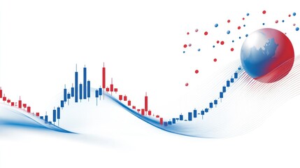 Poster - Abstract stock chart with globe, financial data