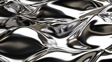 Poster - shimmering metallic surface with intricate folds reflecting light in a dynamic, abstract composition