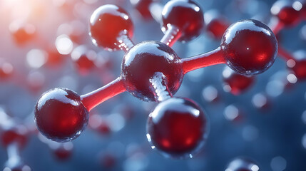 Poster - Abstract Molecular Structure With Red And Black Elements