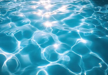 Poster - Bright Sunlight Reflections on Clear Blue Water Surface with Gentle Ripples and Waves Creating a Serene Natural Atmosphere for Relaxation and Calmness