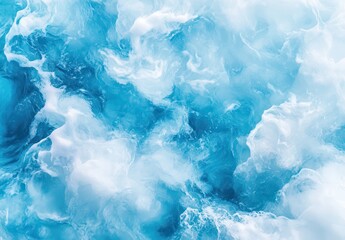 Poster - Calm and Turbulent Ocean Waves with Bright Blue Tones and White Foam Textures Captured in Stunning Detail for Nature and Abstract Photography