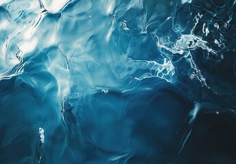 Poster - Captivating Abstract Water Surface with Ripples and Reflections, Dynamic Blue Tones and Natural Textures in a Peaceful Aquatic Environment