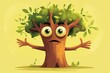 © RizArt - Cartoon Tree Character with Surprised Expression and Arms Open
