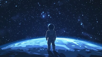 Wall Mural - an astronaut gazing upon the beauty of the cosmos with wonder