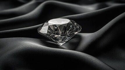 Poster - A flawless diamond resting on a black silk cloth, ready for appraisal and grading.