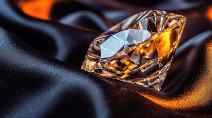 Poster - A flawless diamond resting on a black silk cloth, ready for appraisal and grading.