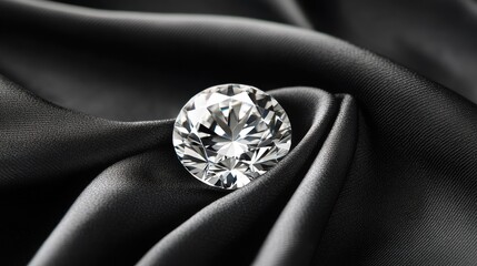 Poster - A flawless diamond resting on a black silk cloth, ready for appraisal and grading.