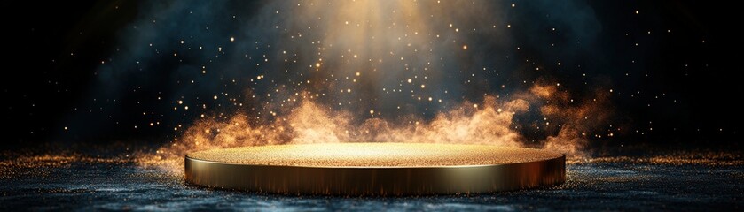 Poster - A stage set with a bright spotlight illuminating the center in a captivating studio space for performance art
