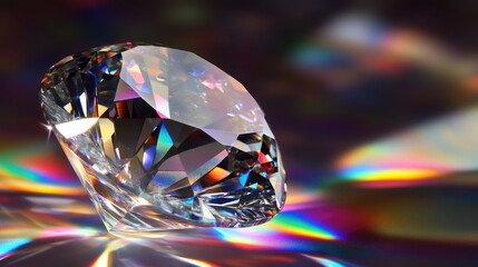 Poster - Giant diamond crystal in an artistic, creative composition with shimmering light reflections.