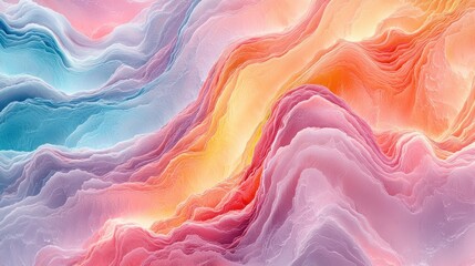 Wall Mural - pastel-hued abstract waves flowing digitally