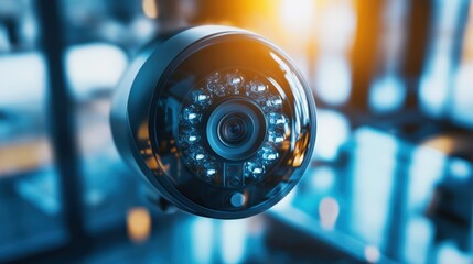 Poster - High-definition close-up of a wireless cctv security camera highlighting its surveillance capabilities for enhanced security