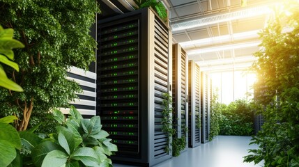 Poster - Modern server installed in a room showcasing the advanced technology of data centers for efficient data management