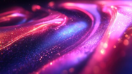 Wall Mural - pink, blue liquid swirls with glitter, cosmic background