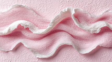 Wall Mural - pink fabric waves on textured background