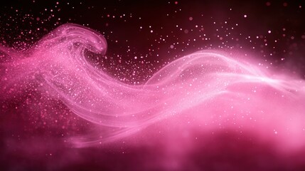 Wall Mural - pink magical smoke swirls in dark space